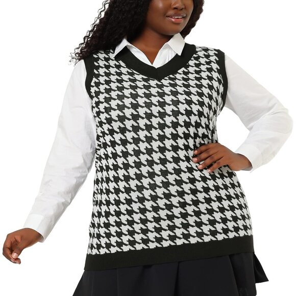 Other - Plus Size Knit Sweater Vest Women V Neck Sleeveless Oversized Pullover